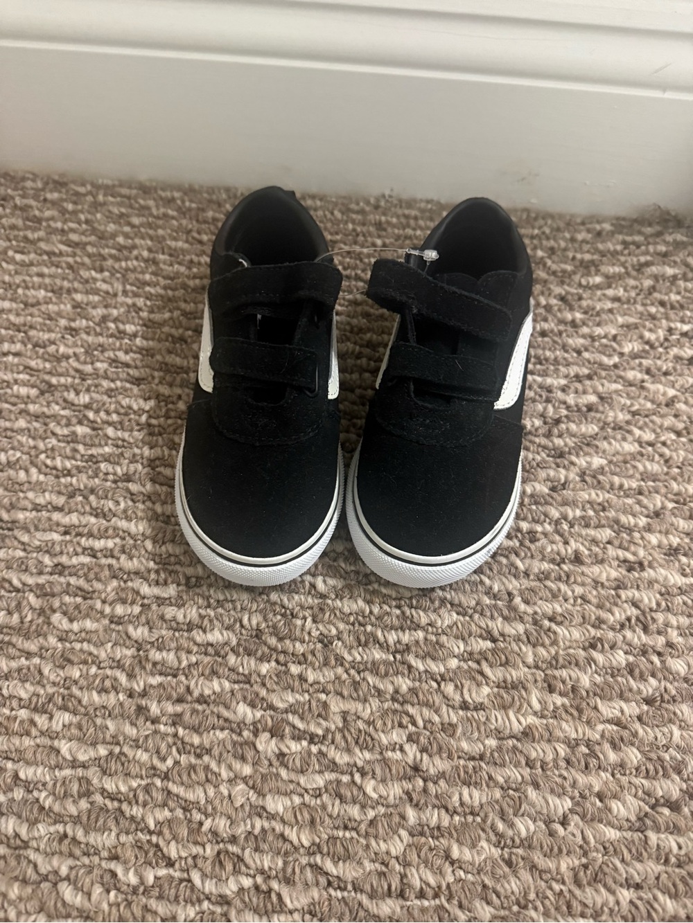 Vans Kids Black and White Velcro Sneakers